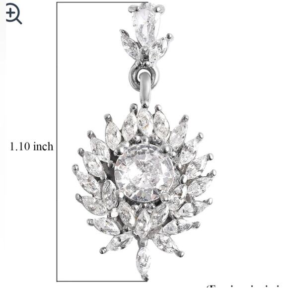 Simulated Diamond Floral Earrings in Stainless Steel - Picture 3 of 4